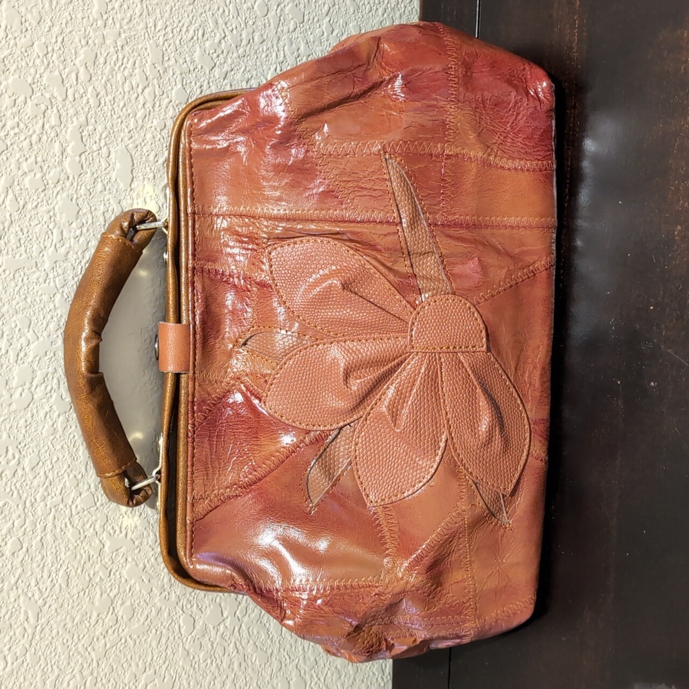 Gorgeous Genuine Leather Appliqued Brown Handbag / Satchel / Bag / Purse - Picture 9 of 9